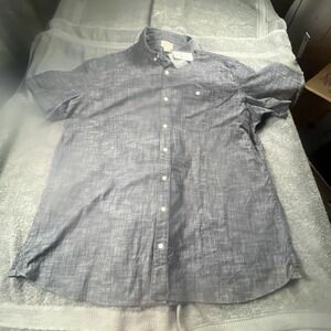 LL‎ Bean Shirt Mens XXL Dark Indigo Comfort Stretch Chambray Short Sleeve NEW